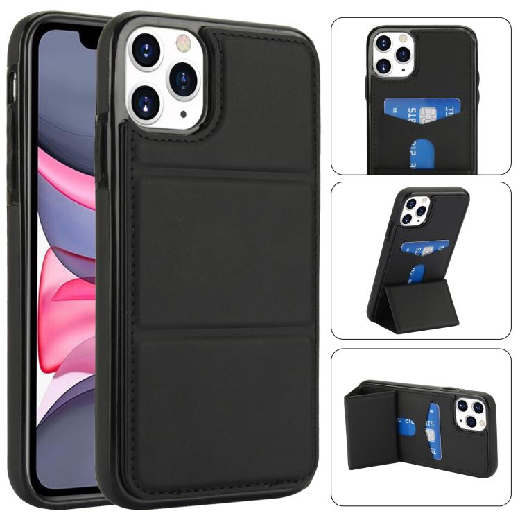 

For iPhone 11 Pro Tri-fold Holder Leather Phone Case with Card Slot(Black)