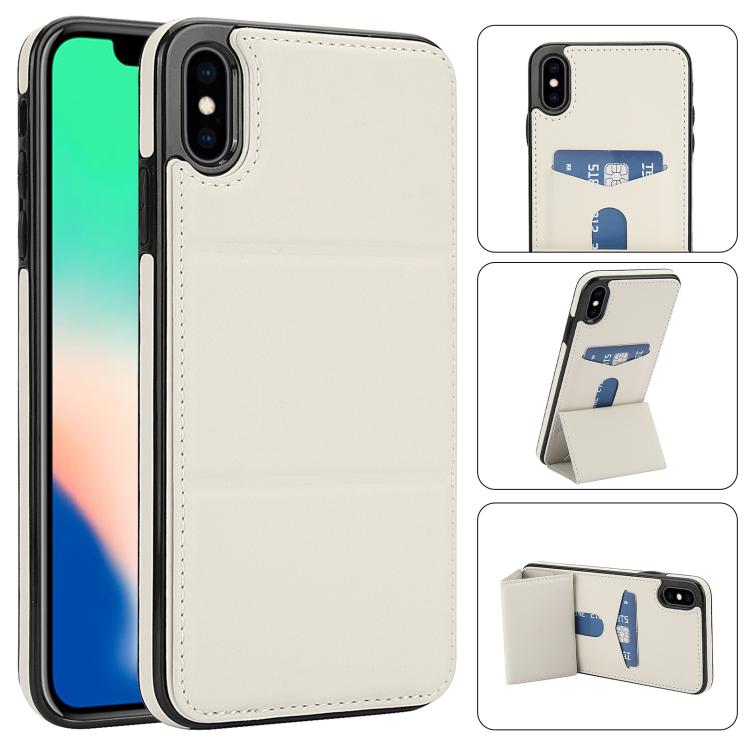 

For iPhone XS Max Tri-fold Holder Leather Phone Case with Card Slot(White)