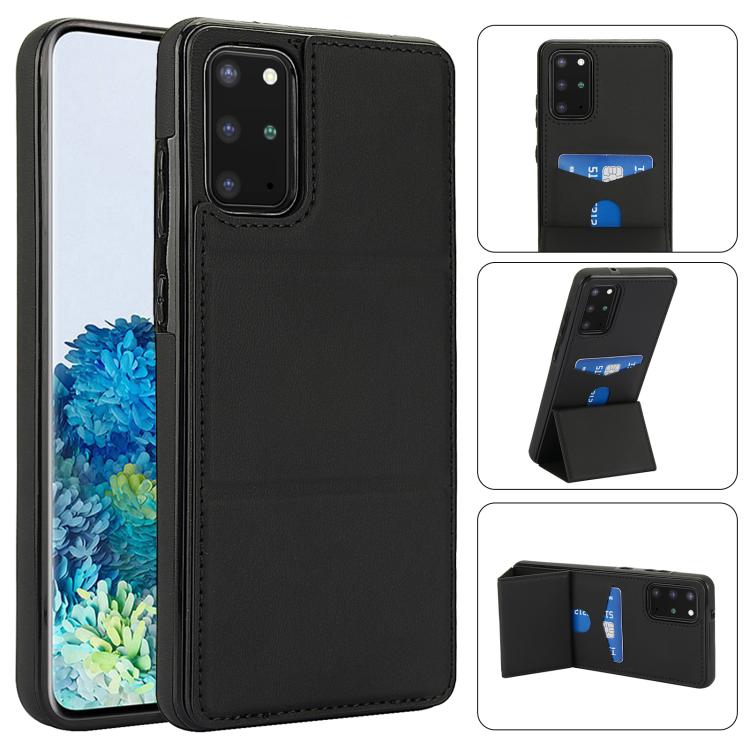 

For Samsung Galaxy S20 Tri-fold Holder Leather Phone Case with Card Slot(Black)