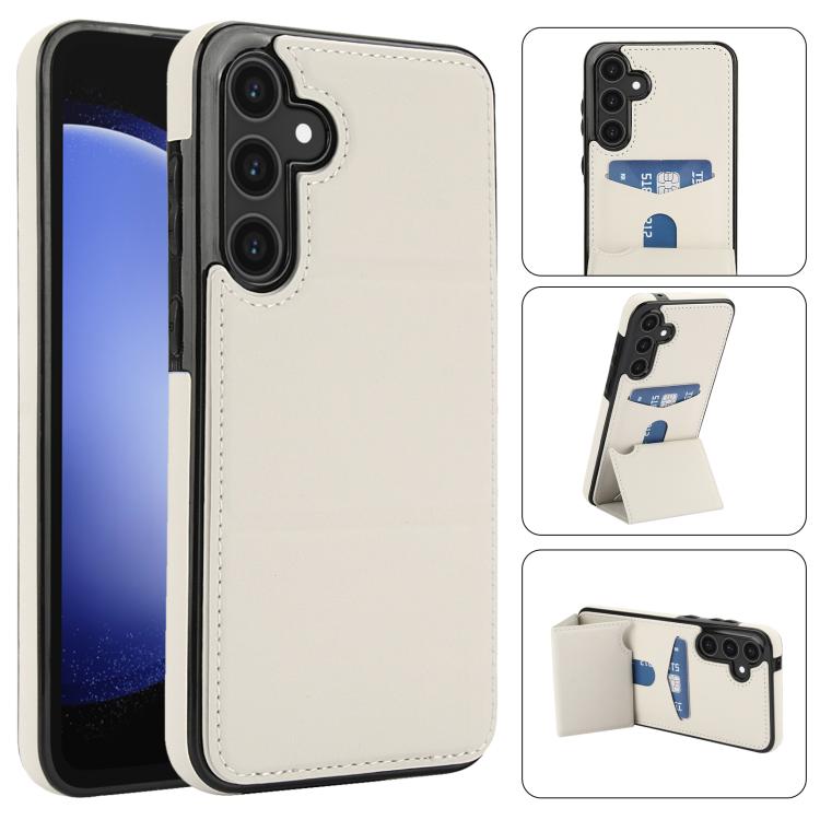 

For Samsung Galaxy S23 FE 5G Tri-fold Holder Leather Phone Case with Card Slot(White)