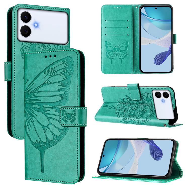 

For Samsung Galaxy S26 Edge 5G Embossed Butterfly Leather Phone Case(Green)