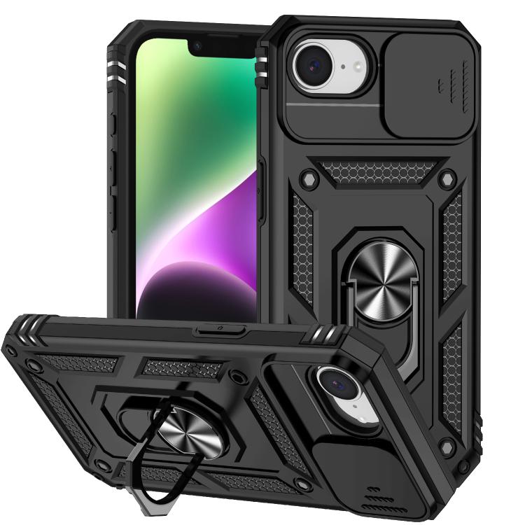 

For iPhone 16e Sliding Camshield Holder Phone Case(Black)