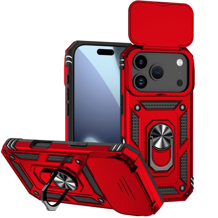 

For iPhone 17 Pro Sliding Camshield Holder Phone Case(Red)