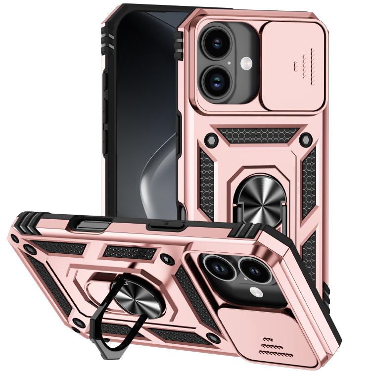 

For iPhone 17 Sliding Camshield Holder Phone Case(Rose Gold)