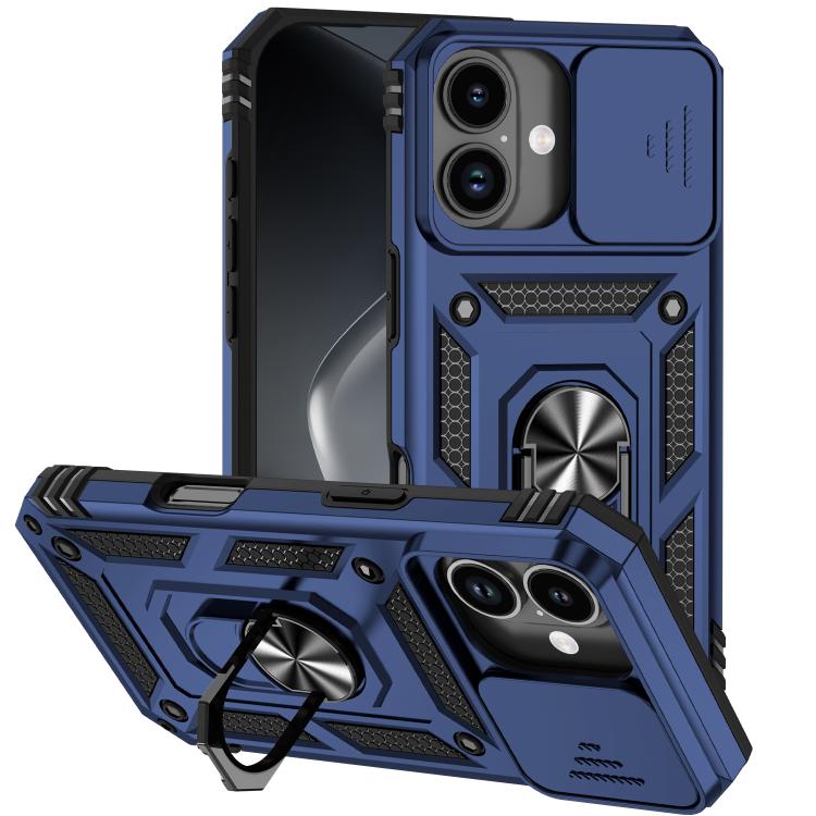 

For iPhone 17 Sliding Camshield Holder Phone Case(Blue)