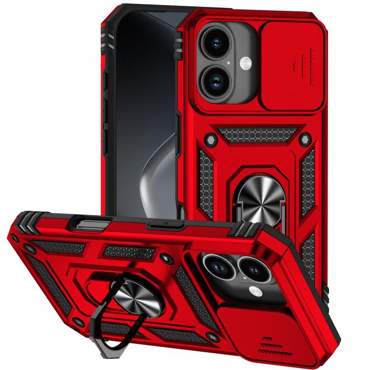 

For iPhone 17 Sliding Camshield Holder Phone Case(Red)