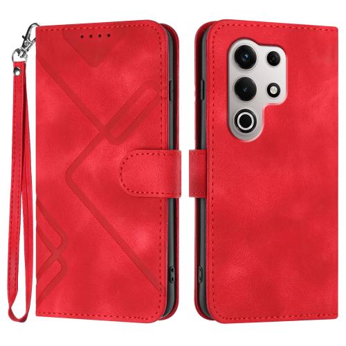 

For Itel S25 Ultra Line Pattern Skin Feel Leather Phone Case(Red)