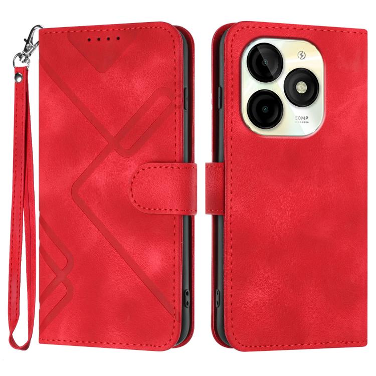 

For Itel P65C Line Pattern Skin Feel Leather Phone Case(Red)