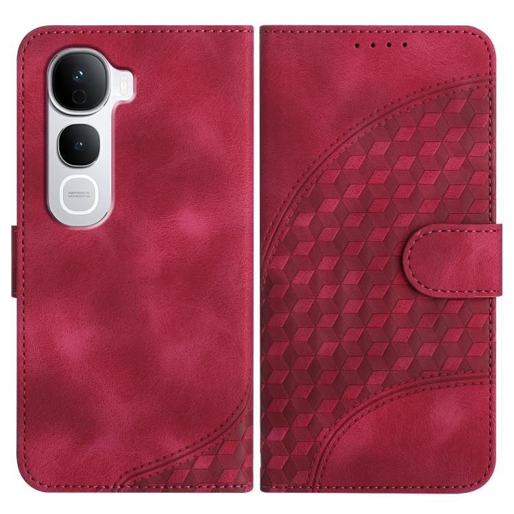 

For vivo Y400 Pro 5G Elephant Head Embossed Phone Leather Case with Lanyard(Rose Red)