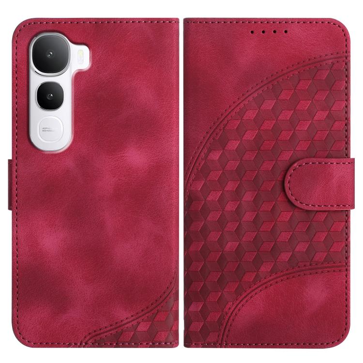

For vivo Y400 5G Elephant Head Embossed Phone Leather Case with Lanyard(Rose Red)