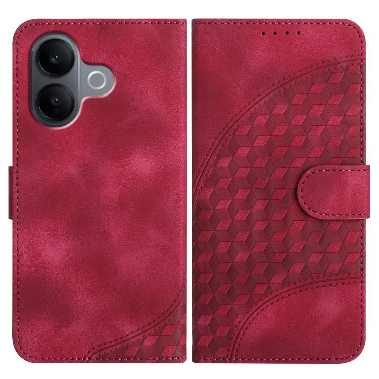 

For vivo V60 Lite 5G Elephant Head Embossed Phone Leather Case with Lanyard(Rose Red)