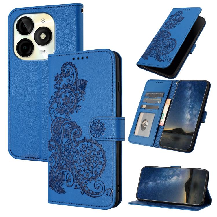 

For Itel P65C Datura Flower Embossed Flip Leather Phone Case(Blue)