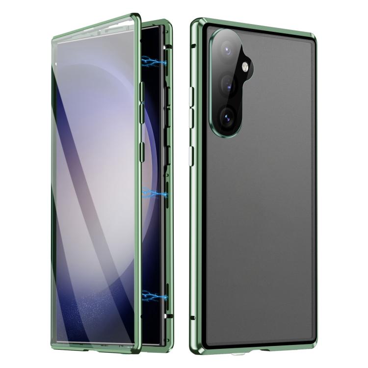 For Samsung Galaxy S25 5G HD Full Cover Magnetic Metal Tempered Glass Phone Case(Green)