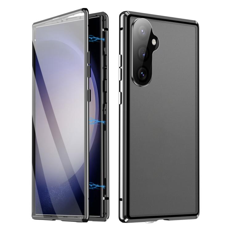 

For Samsung Galaxy S25+ 5G HD Full Cover Magnetic Metal Tempered Glass Phone Case(Black)