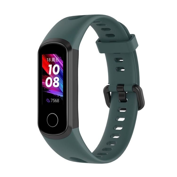 Для Huawei Honor Band 5i / Band 4 Металлическая пряжка Силиконовая часовая  полоса, размер: бесплатный размер (оливковый