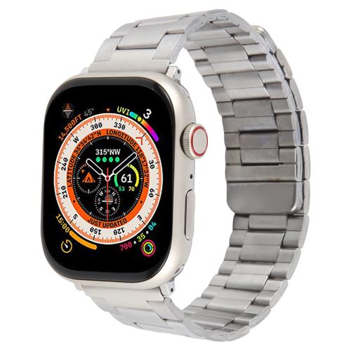 

For Apple Watch 46mm / 49mm / 45mm / 44mm Three-beads Magnetic Steel Watch Band(Silver)