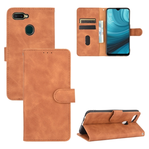 

For OPPO A7(AX7) / A5s / AX5s / A12 Solid Color Skin Feel Magnetic Buckle Horizontal Flip Calf Texture PU Leather Case with Holder & Card Slots & Wallet(Brown)