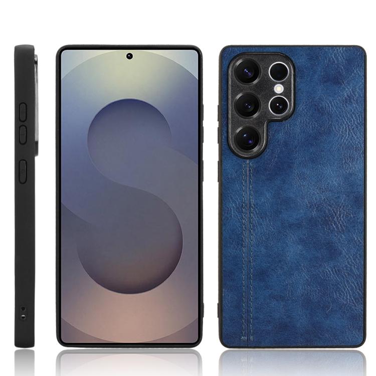 

For Samsung Galaxy S25 Ultra 5G Cow Pattern Sewing Back Cover Phone Case(Blue)