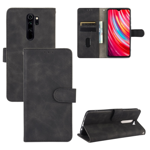 

For Xiaomi Redmi Note 8 Pro Solid Color Skin Feel Magnetic Buckle Horizontal Flip Calf Texture PU Leather Case with Holder & Card Slots & Wallet(Black)