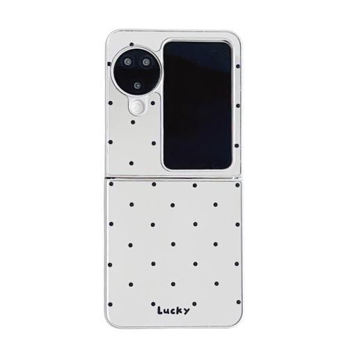 

For OPPO Find N3 Flip Mirror Polka Dot PC Folding Phone Case(Black)