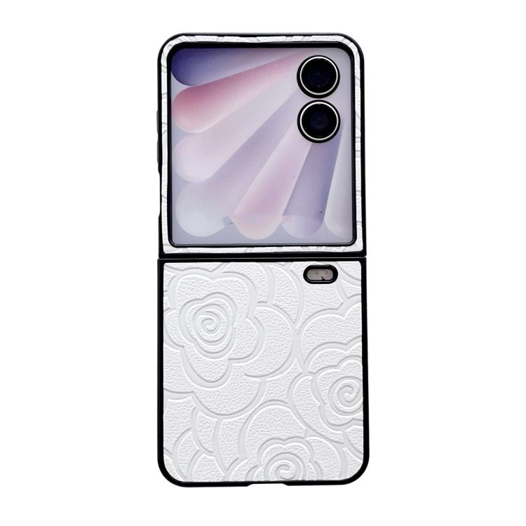 

For Honor Magic V Flip 2 Impression Camellia Pattern Protective Phone Case(White)