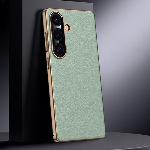 

For Samsung Galaxy S25 5G Genuine Leather PC Phone Case(Green)