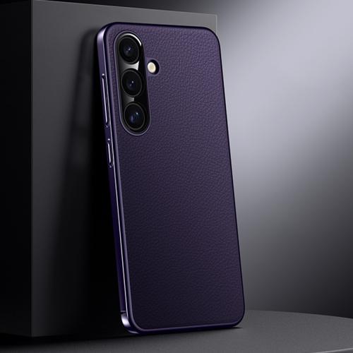 

For Samsung Galaxy S24 5G Genuine Leather PC Phone Case(Dark Purple)