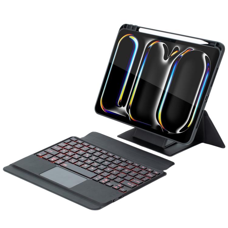 

For iPad Pro 11 2024 Holder Floating Detachable Backlight Keyboard Tablet Leather Case with Touchpad(Black)