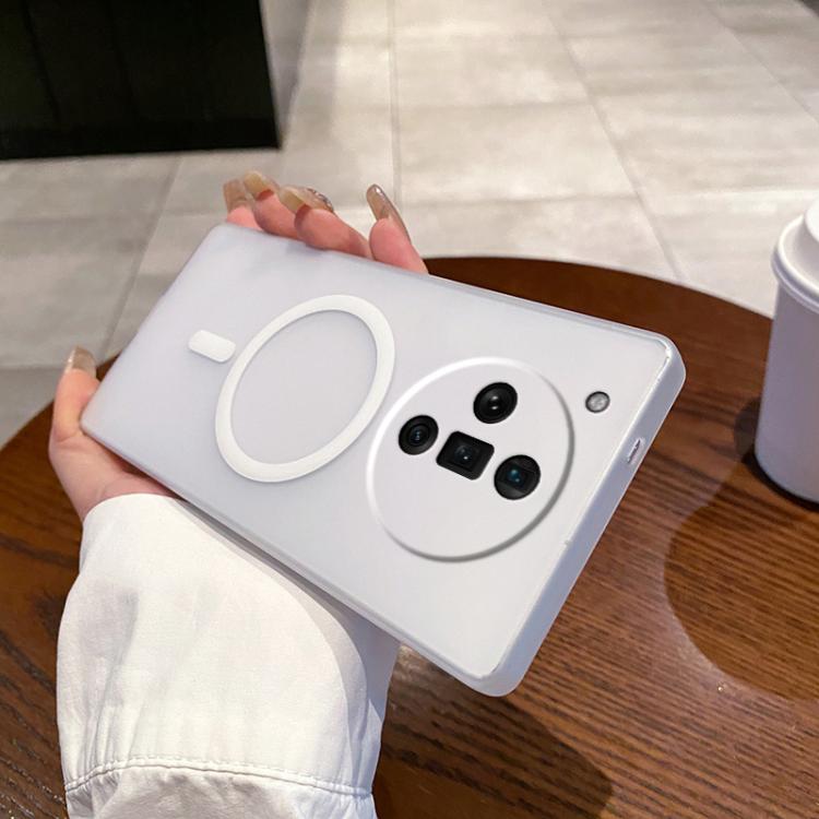 

For OPPO Find X7 Ultra Fine Hole Ice Fog MagSafe PC Phone Case(White)