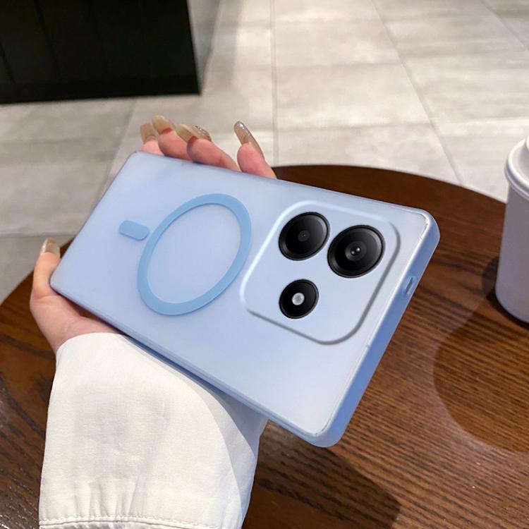 

For Redmi Note 14 4G 163.25mm Fine Hole Ice Fog MagSafe PC Phone Case(Transparent Blue)