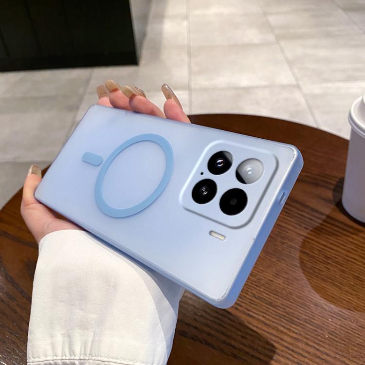

For Xiaomi 15 Fine Hole Ice Fog MagSafe PC Phone Case(Transparent Blue)