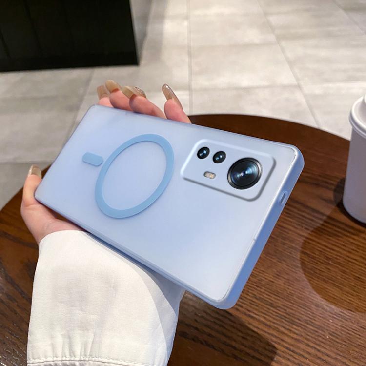 

For Xiaomi 12 Fine Hole Ice Fog MagSafe PC Phone Case(Transparent Blue)