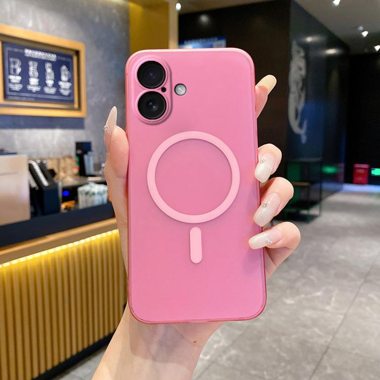 

For iPhone 16 Plus Fine Hole Ice Fog MagSafe PC Phone Case(Pink)