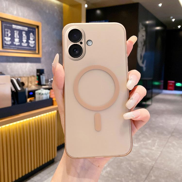 

For iPhone 16 Plus Fine Hole Ice Fog MagSafe PC Phone Case(Gold)