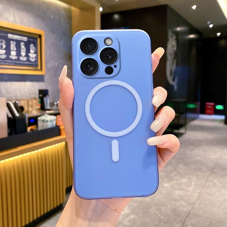 

For iPhone 15 Pro Max Fine Hole Ice Fog MagSafe PC Phone Case(Sierra Blue)