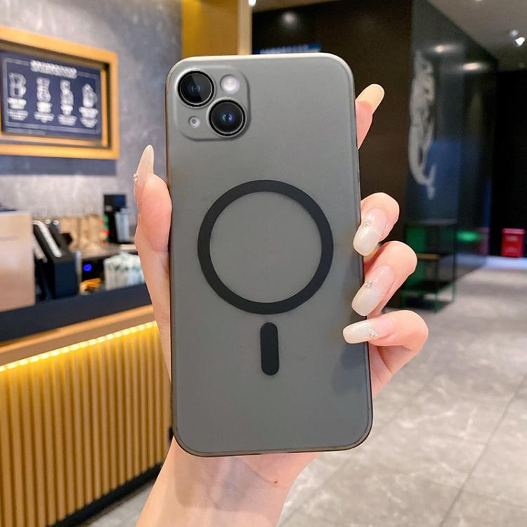 

For iPhone 15 Plus Fine Hole Ice Fog MagSafe PC Phone Case(Grey)