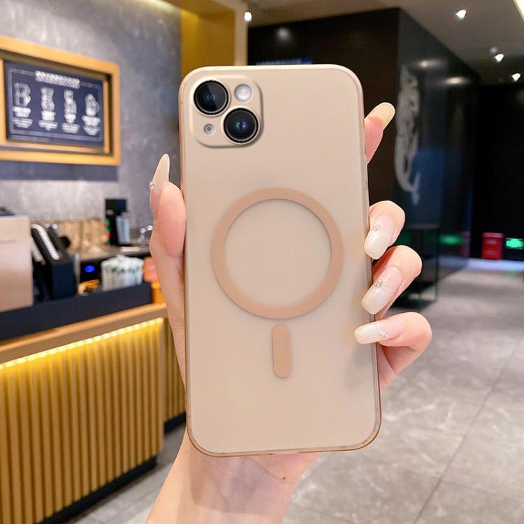

For iPhone 14 Plus Fine Hole Ice Fog MagSafe PC Phone Case(Gold)