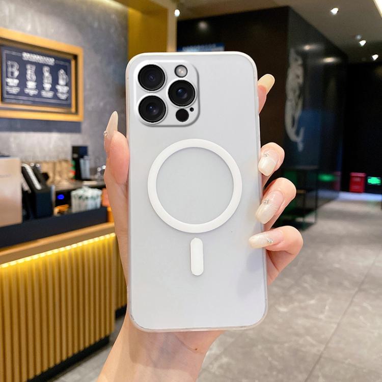 

For iPhone 14 Pro Fine Hole Ice Fog MagSafe PC Phone Case(Transparent White)
