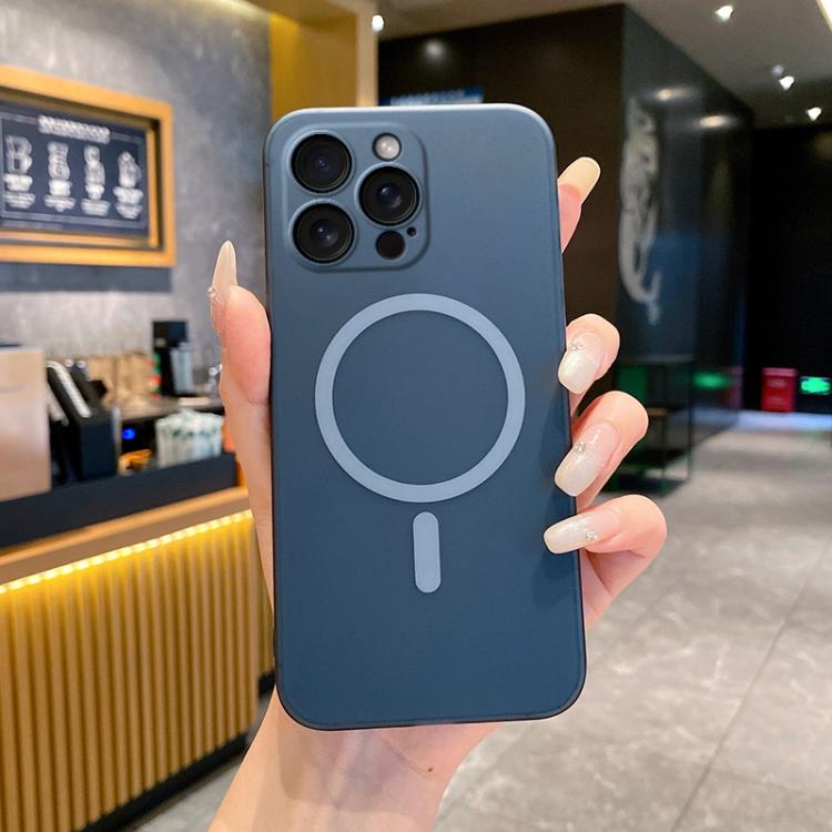 

For iPhone 14 Pro Fine Hole Ice Fog MagSafe PC Phone Case(Navy Blue)