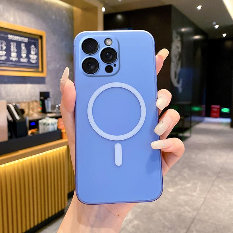 

For iPhone 14 Pro Max Fine Hole Ice Fog MagSafe PC Phone Case(Sierra Blue)