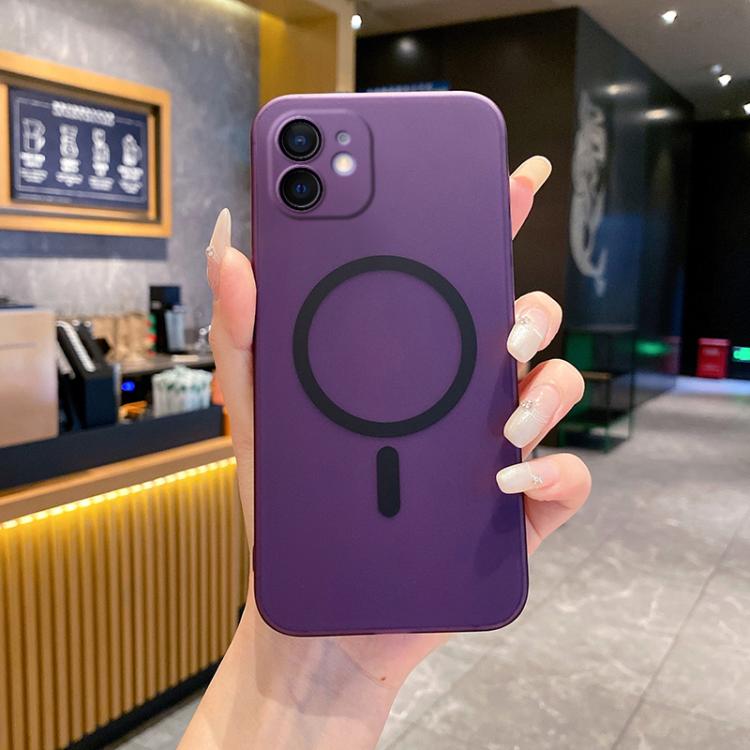 

For iPhone 12 Fine Hole Ice Fog MagSafe PC Phone Case(Purple)