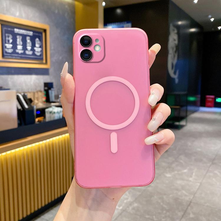 

For iPhone 11 Fine Hole Ice Fog MagSafe PC Phone Case(Pink)