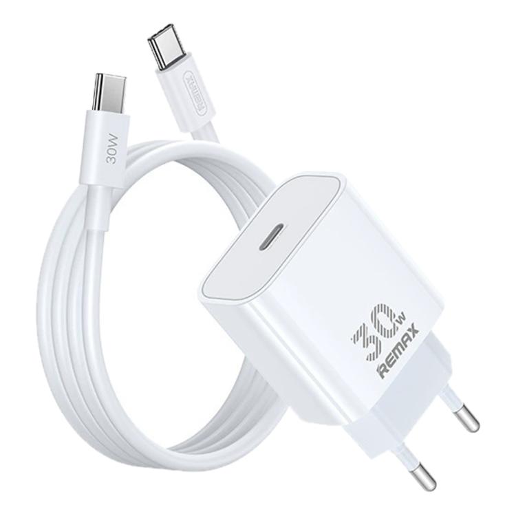 

REMAX RP-U71 30W Type-C All-compatible GaN Charger with Data Cable, Plug:EU Plug(White)