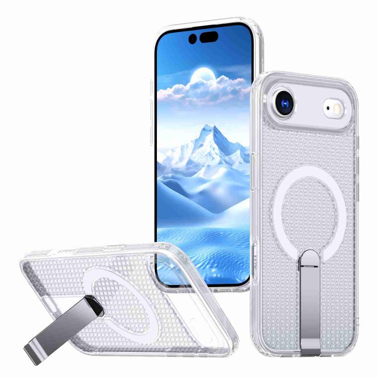 

For iPhone Air Honeycomb Cooling MagSafe Holder Phone Case(Frosted Transparent)