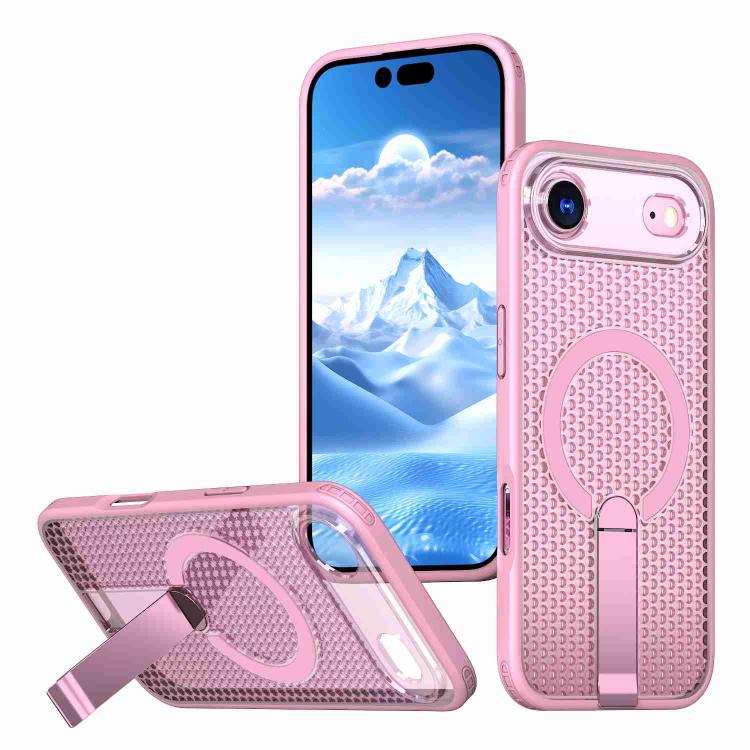 

For iPhone Air Honeycomb Cooling MagSafe Holder Phone Case(Pink)