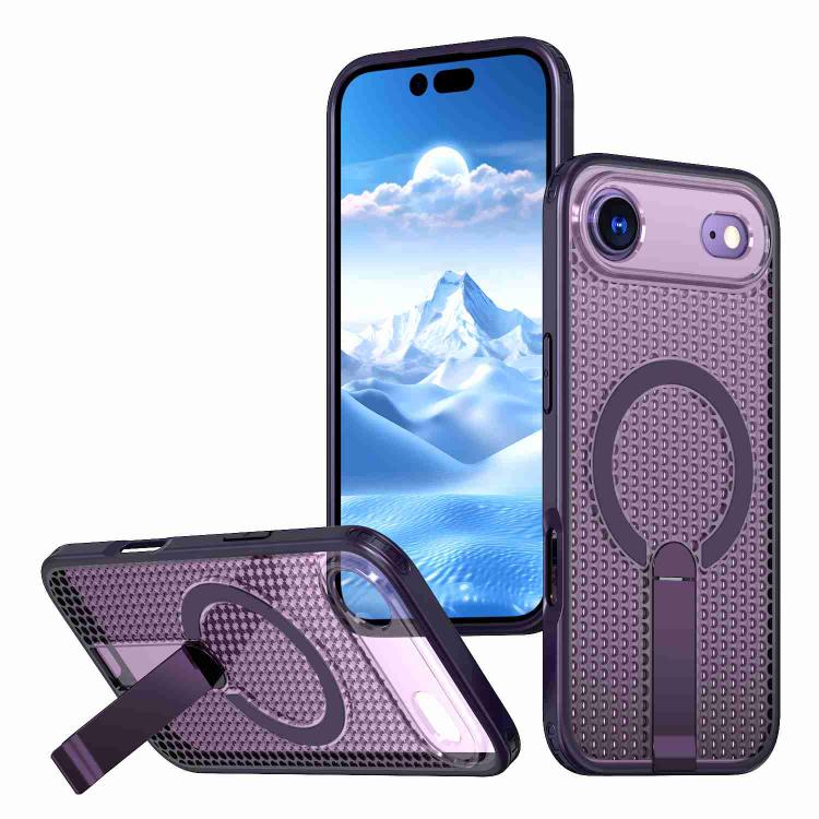 

For iPhone Air Honeycomb Cooling MagSafe Holder Phone Case(Purple)