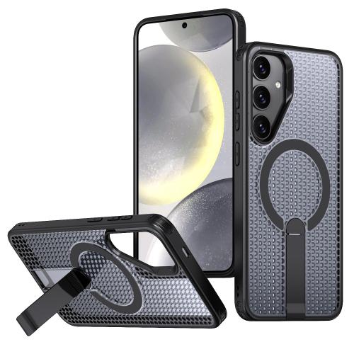 

For Samsung Galaxy S25 5G / S24 5G Honeycomb Cooling MagSafe Holder Phone Case(Black)