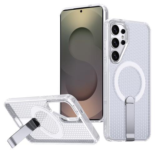 

For Samsung Galaxy S25 Ultra 5G Honeycomb Cooling MagSafe Holder Phone Case(FrostedTransparent)