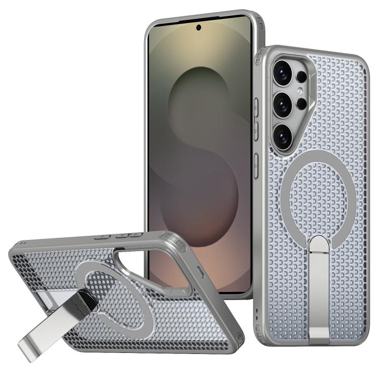 

For Samsung Galaxy S24 Ultra 5G Honeycomb Cooling MagSafe Holder Phone Case(Titanium Grey)