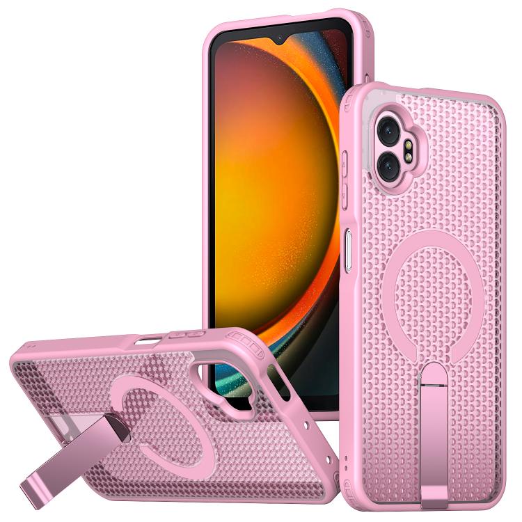 

For Samsung Galaxy Xcover7 Pro Honeycomb Cooling MagSafe Holder Phone Case(Pink)